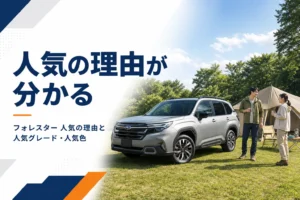 キャンプ場に停まるフォレスターのイメージ