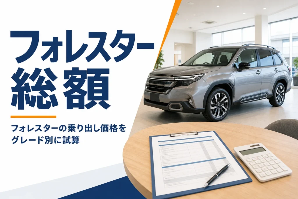 フォレスターの乗り出し価格を見積書で確かめる様子