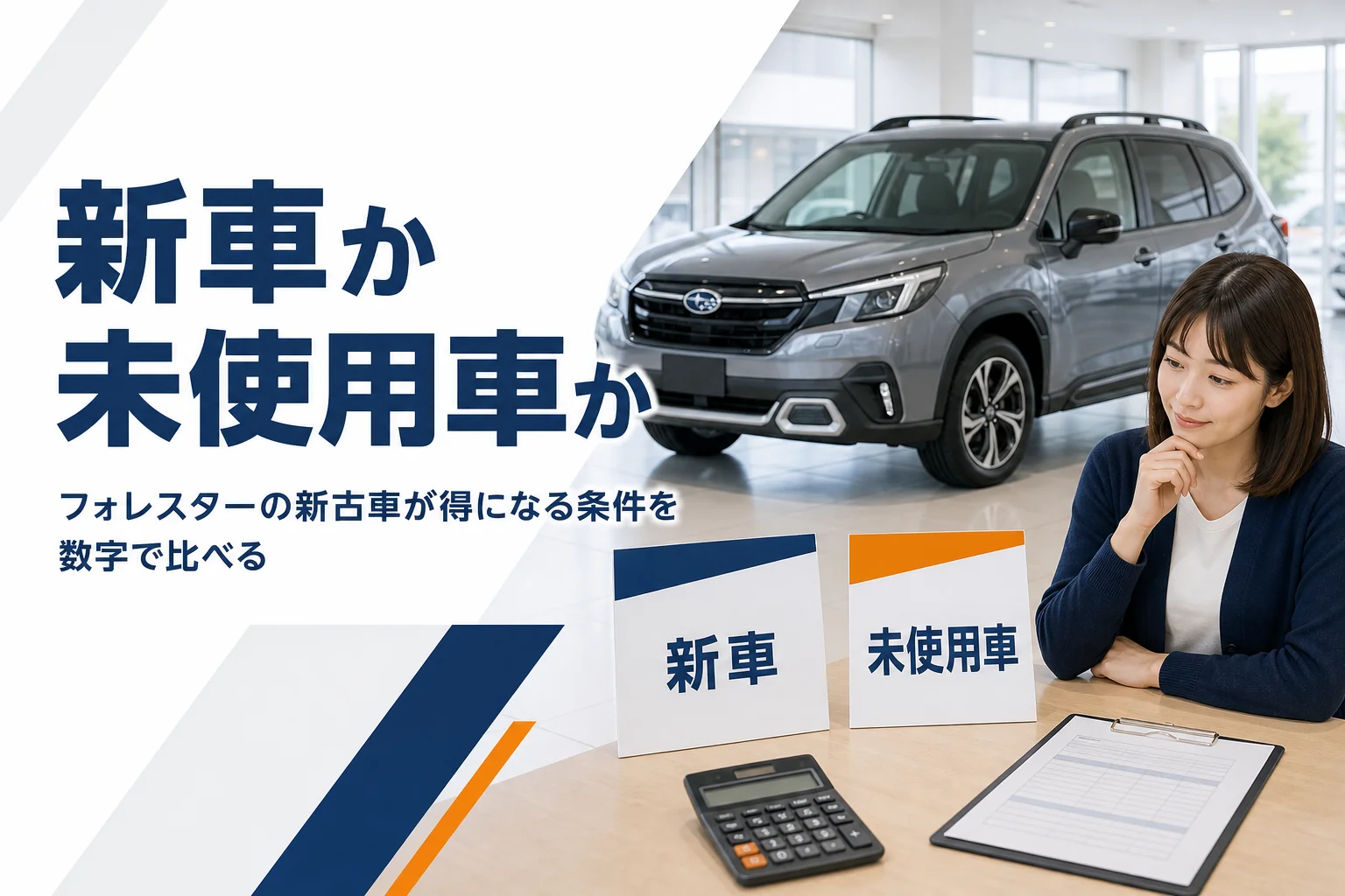 フォレスターを新車と未使用車のどちらで買うか比べる記事のアイキャッチ