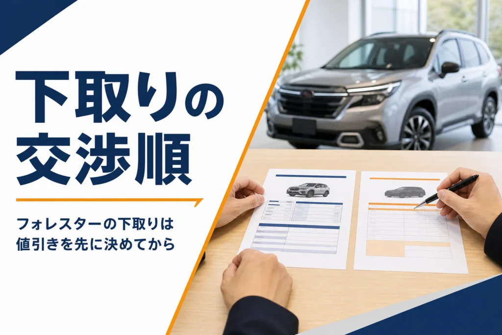 フォレスターの下取り額と交渉の順番を解説する記事のアイキャッチ