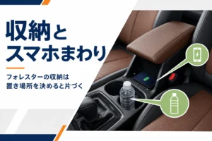 フォレスターの収納とスマホホルダーを解説する記事のアイキャッチ