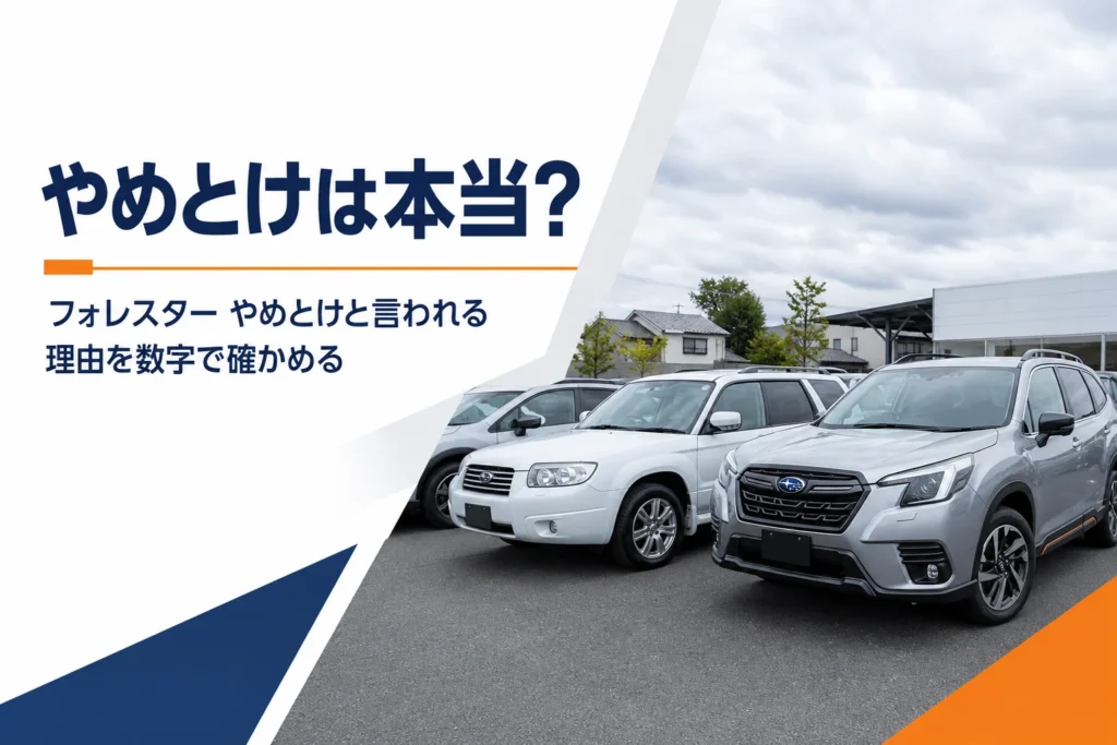 中古車展示場でフォレスターを見比べるイメージ