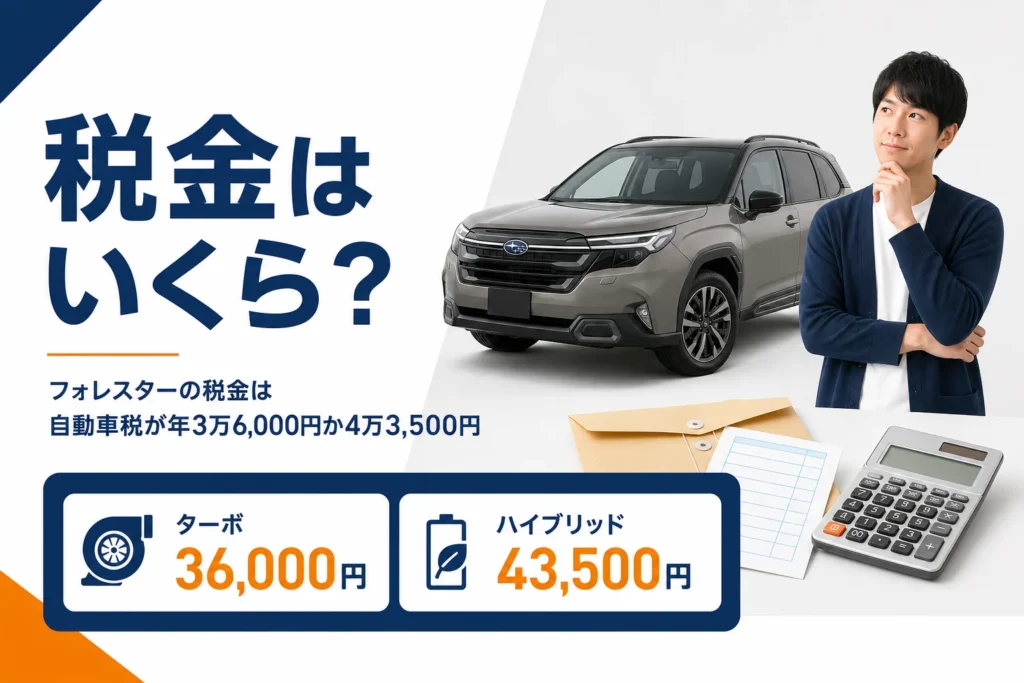 フォレスターの自動車税をパワートレイン別に示したアイキャッチ